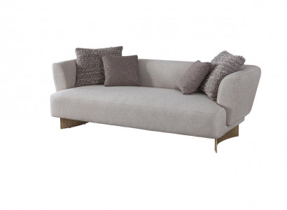 Grauer Polster Dreisitzer Wohnzimmer Designer Couchen Holzgestell Sofa